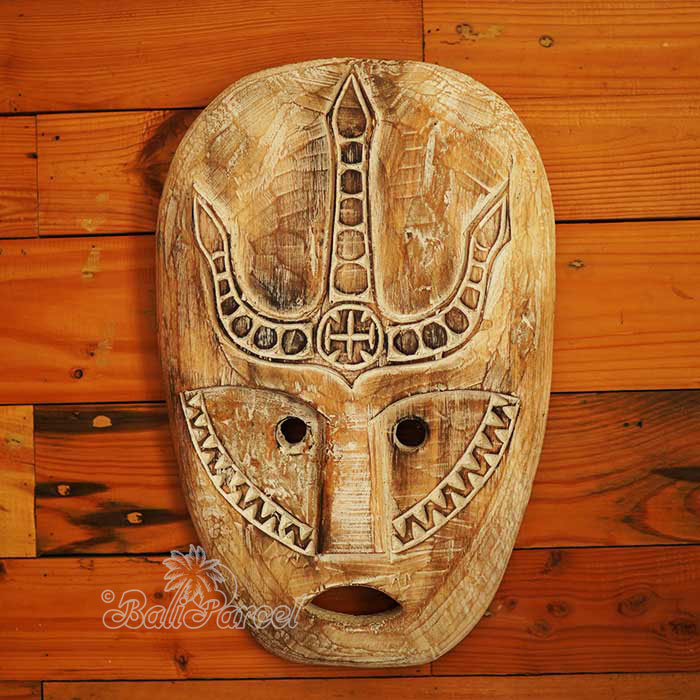 Wooden Mask, Hand Carved From Albesia Wood