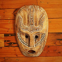 Wooden Mask, Hand Carved From Albesia Wood