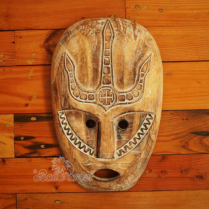 Wooden Mask, Hand Carved From Albesia Wood