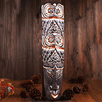 Wooden Mask, Hand Carved From Albesia Wood