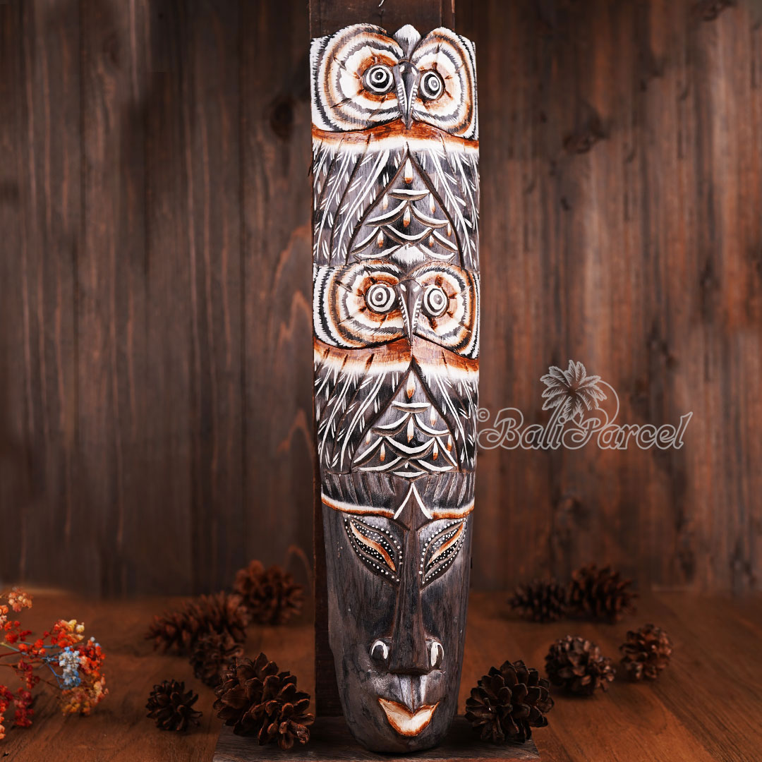 Wooden Mask, Hand Carved From Albesia Wood
