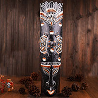 Wooden Mask, Hand Carved From Albesia Wood