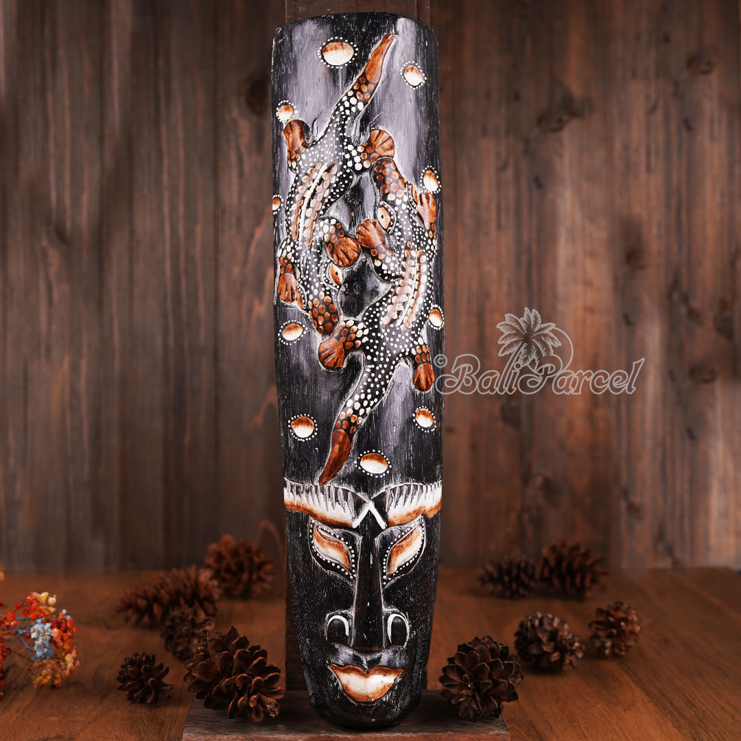 Wooden Mask, Hand Carved From Albesia Wood