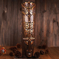Wooden Mask, Hand Carved From Albesia Wood