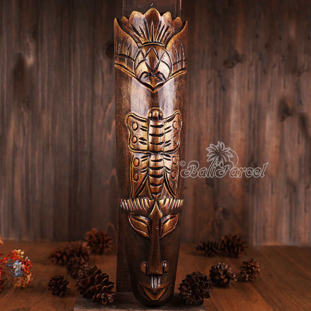 Wooden Mask, Hand Carved From Albesia Wood