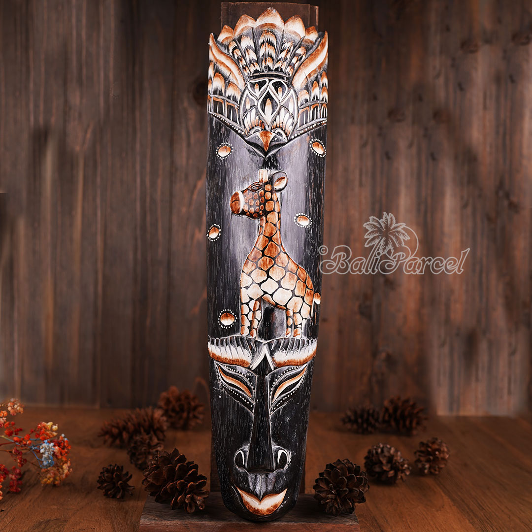 Wooden Mask, Hand Carved From Albesia Wood