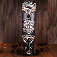 Wooden Mask, Hand Carved From Albesia Wood