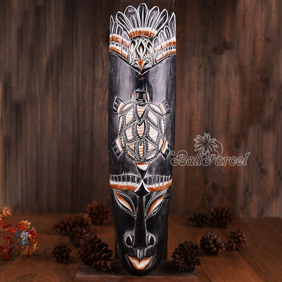 Wooden Mask, Hand Carved From Albesia Wood