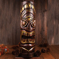 Wooden Mask, Hand Carved From Albesia Wood