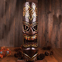 Wooden Mask, Hand Carved From Albesia Wood