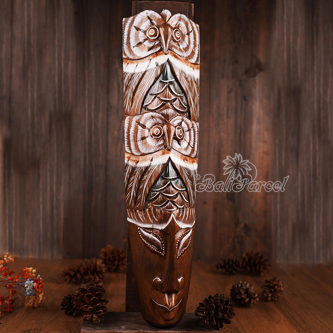 Wooden Mask, Hand Carved From Albesia Wood
