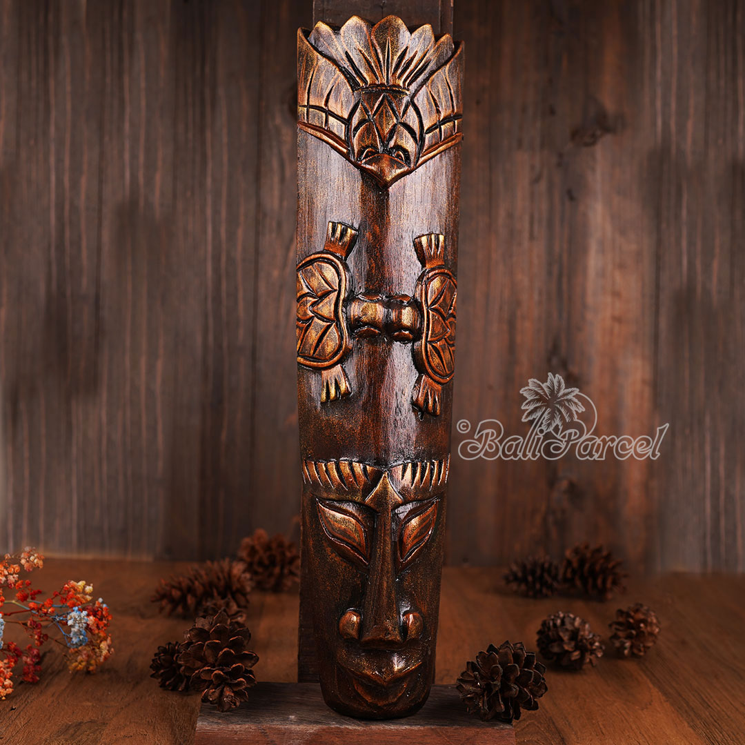 Wooden Mask, Hand Carved From Albesia Wood