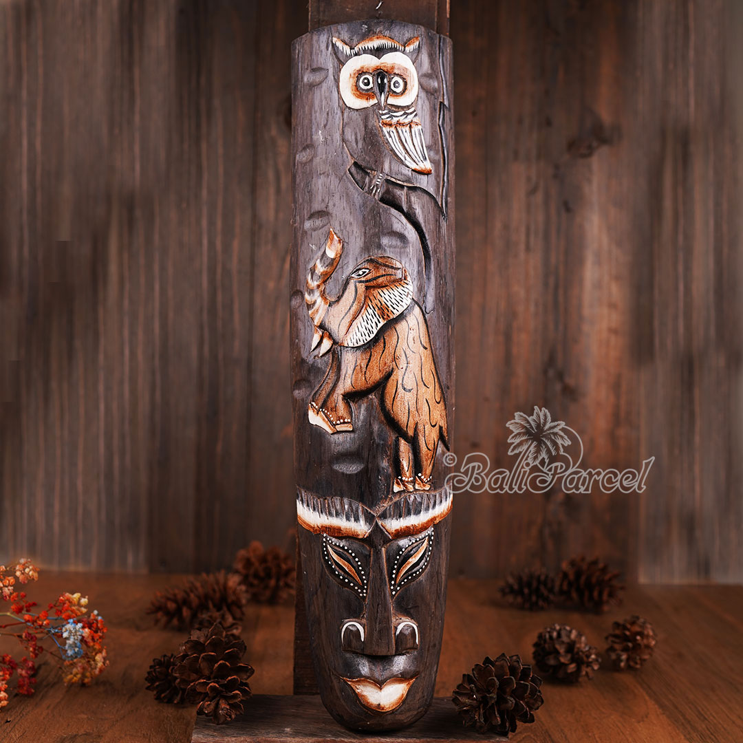 Wooden Mask, Hand Carved From Albesia Wood