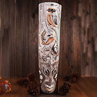 Wooden Mask, Hand Carved From Albesia Wood