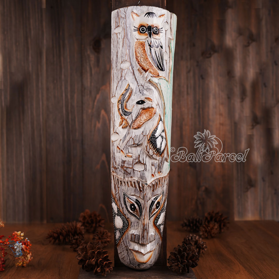 Wooden Mask, Hand Carved From Albesia Wood