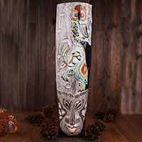 Wooden Mask, Hand Carved From Albesia Wood