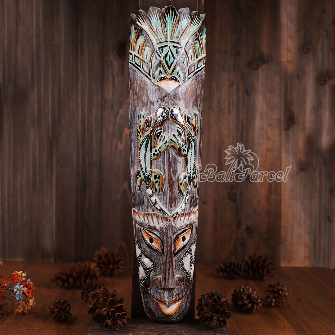 Wooden Mask, Hand Carved From Albesia Wood