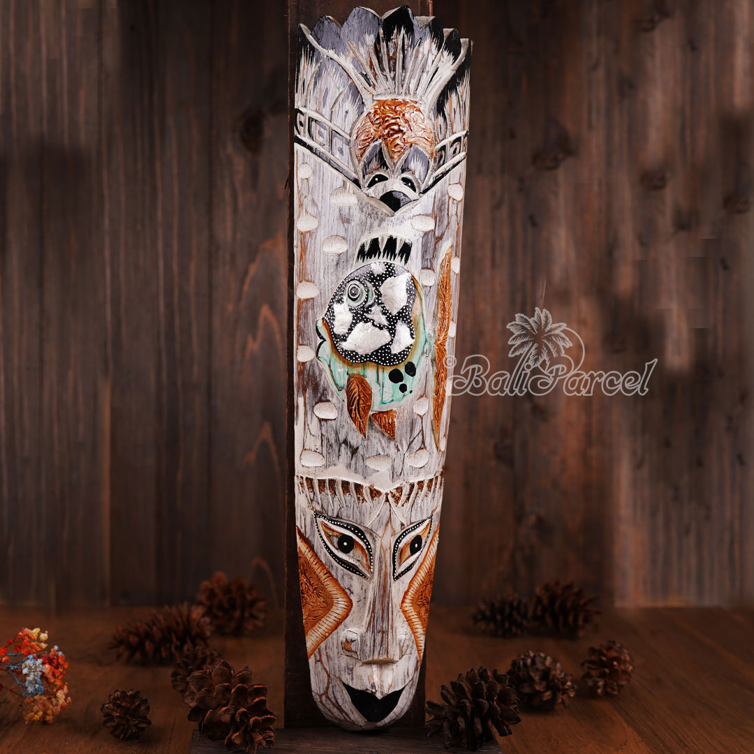 Wooden Mask, Hand Carved From Albesia Wood