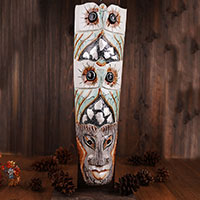 Wooden Mask, Hand Carved From Albesia Wood