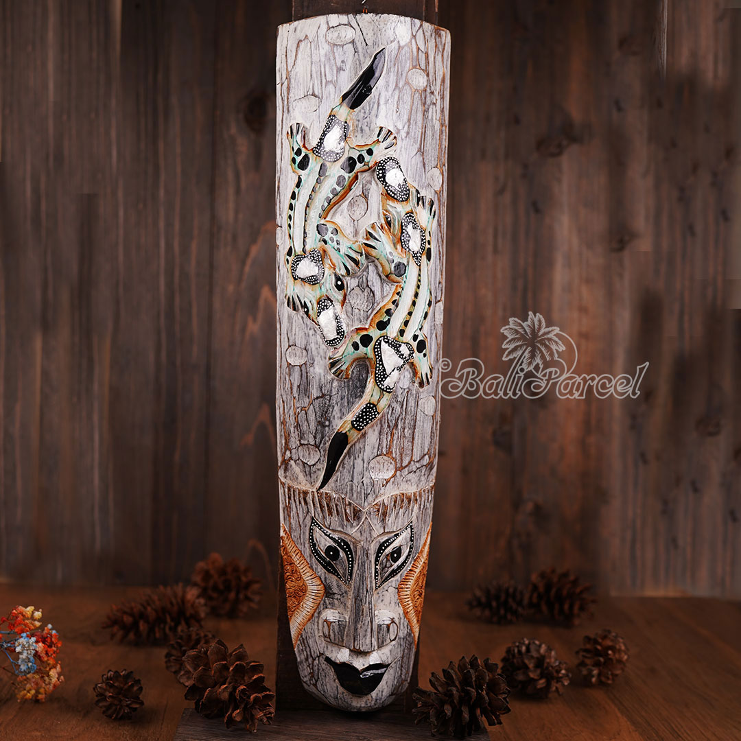 Wooden Mask, Hand Carved From Albesia Wood