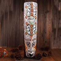 Wooden Mask, Hand Carved From Albesia Wood