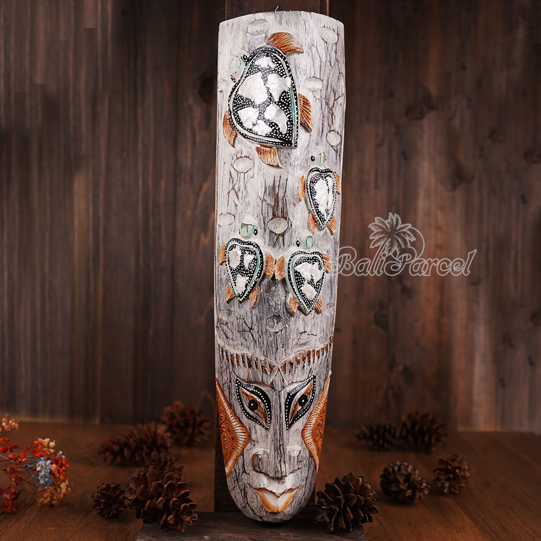 Wooden Mask, Hand Carved From Albesia Wood