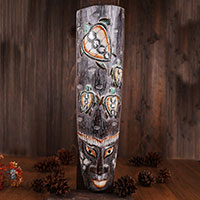 Wooden Mask, Hand Carved From Albesia Wood