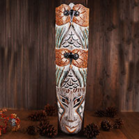 Wooden Mask, Hand Carved From Albesia Wood