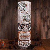 Wooden Mask, Hand Carved From Albesia Wood