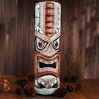 Wooden Mask, Hand Carved From Albesia Wood