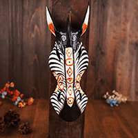 Wooden Mask Girrafe, Hand Carved From Albesia Wood