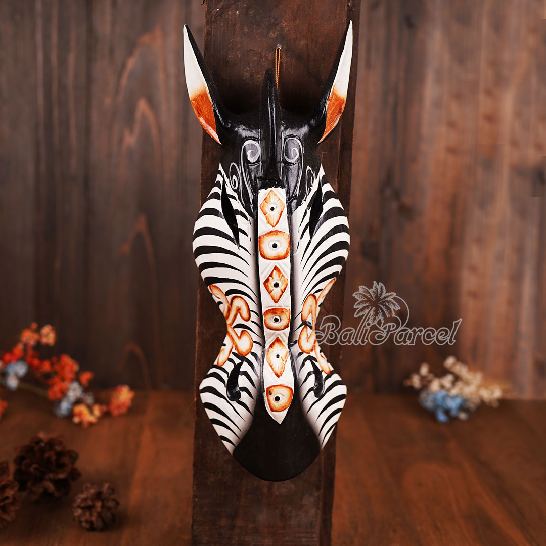 Wooden Mask Girrafe, Hand Carved From Albesia Wood
