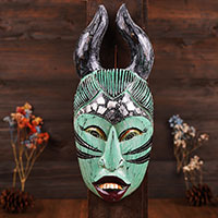 Wooden Mask, Hand Carved From Albesia Wood