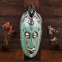 Wooden Mask, Hand Carved From Albesia Wood