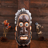 Wooden Mask, Hand Carved From Albesia Wood