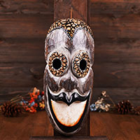 Wooden Mask, Hand Carved From Albesia Wood