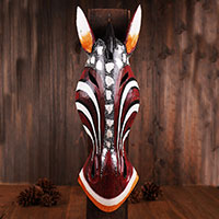 Wooden Mask Girrafe, Hand Carved From Albesia Wood