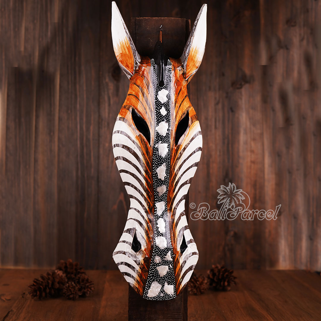 Wooden Mask Girrafe, Hand Carved From Albesia Wood
