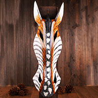 Wooden Mask Girrafe, Hand Carved From Albesia Wood