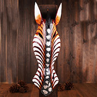 Wooden Mask Girrafe, Hand Carved From Albesia Wood