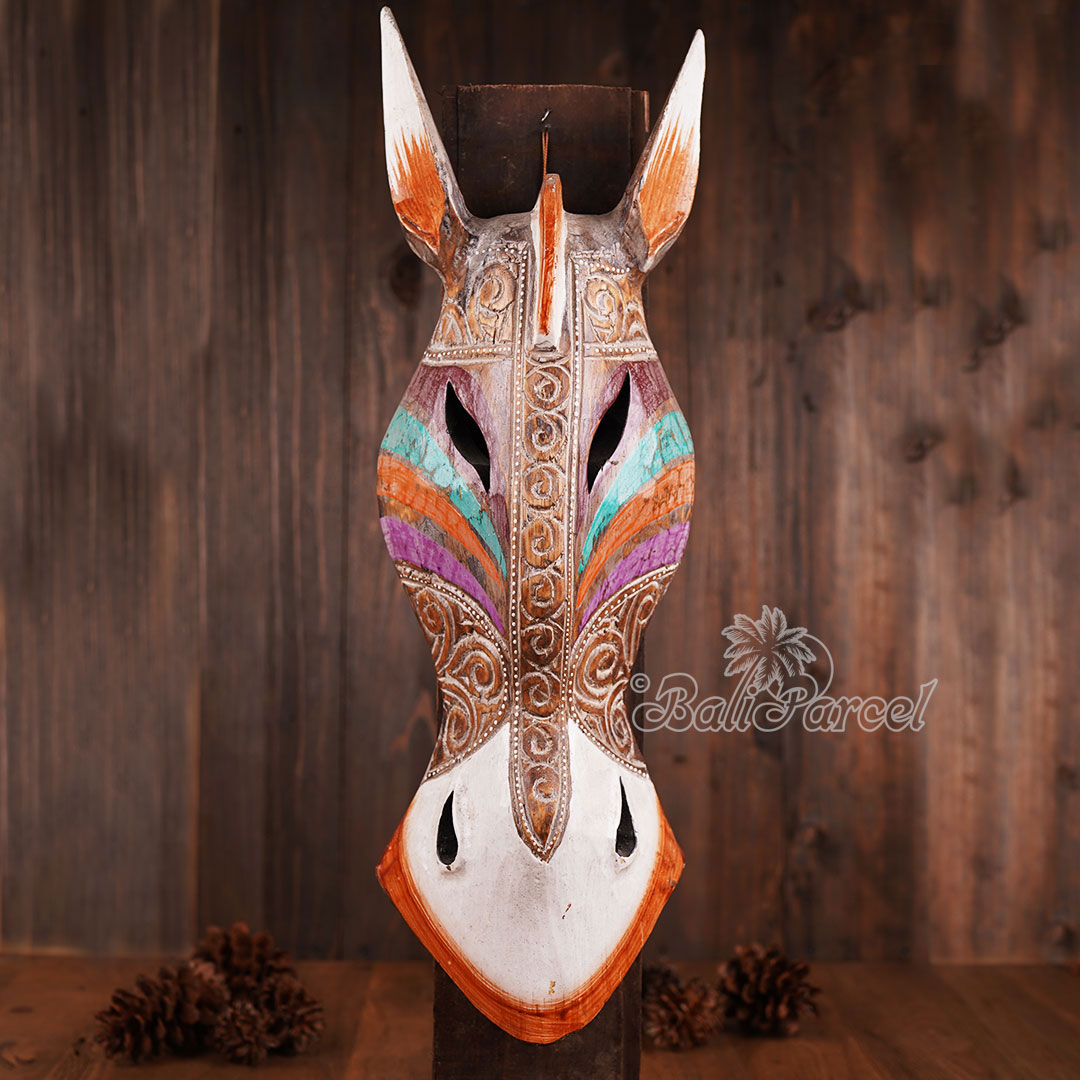 Wooden Mask Girrafe, Hand Carved From Albesia Wood