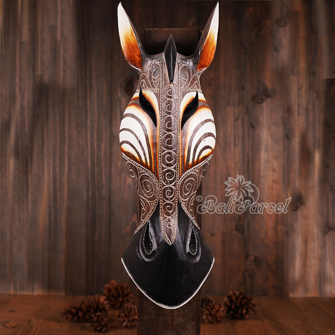 Wooden Mask Girrafe, Hand Carved From Albesia Wood