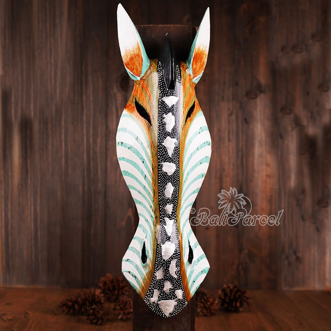 Wooden Mask Girrafe, Hand Carved From Albesia Wood