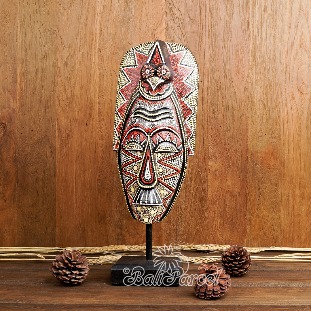 Wooden Mask, Hand Carved From Albesia Wood