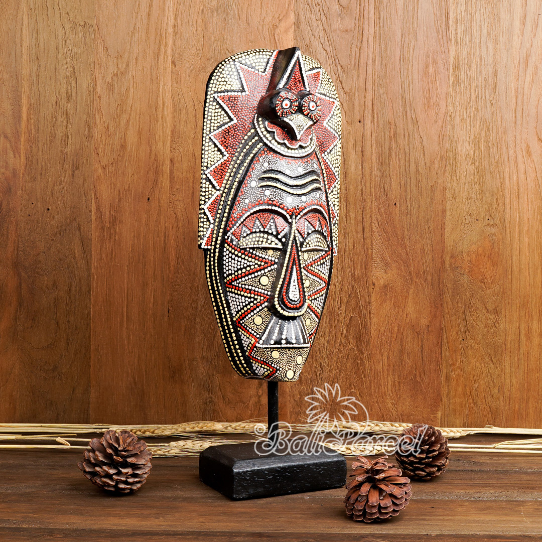 Wooden Mask, Hand Carved From Albesia Wood