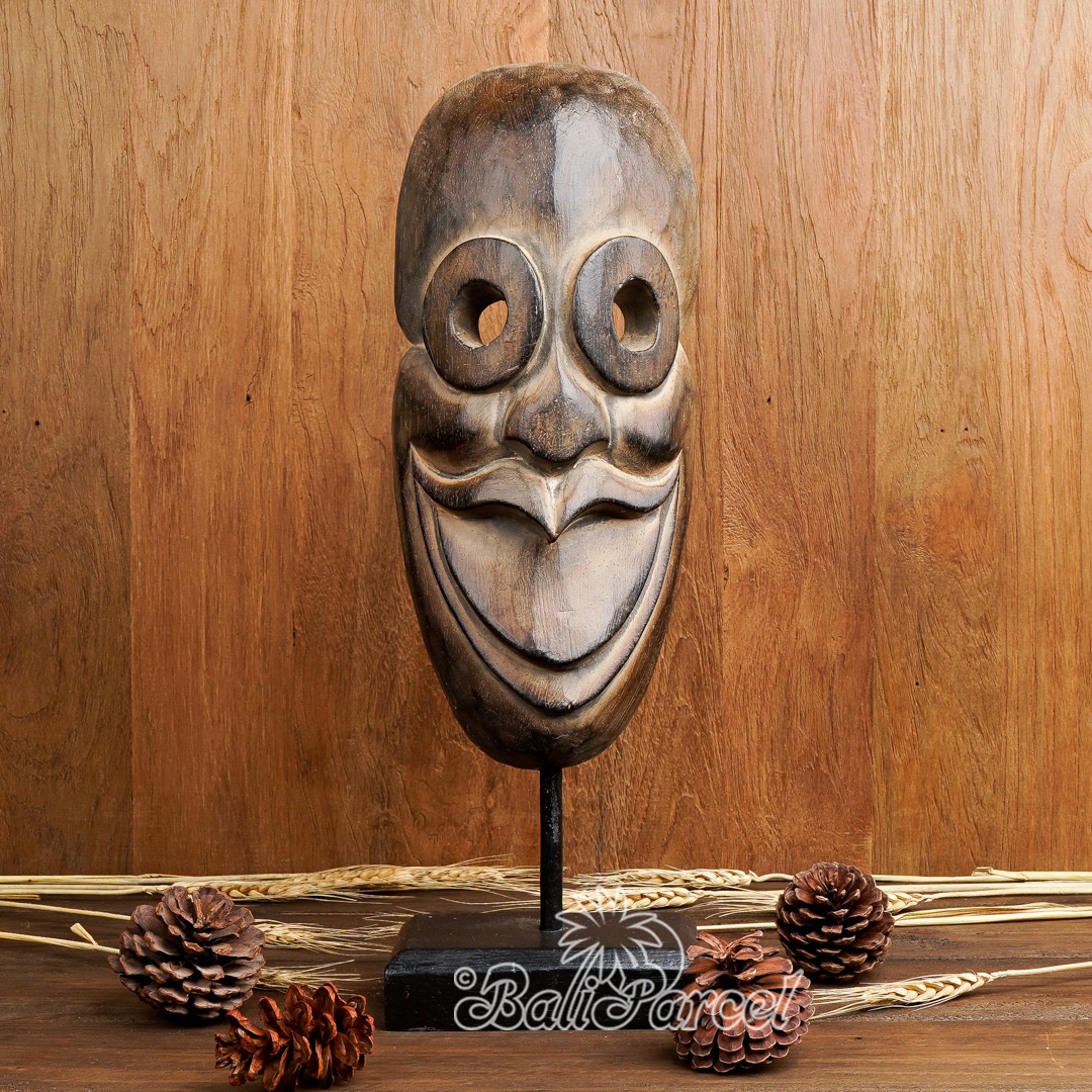 Wooden Mask, Hand Carved From Albesia Wood