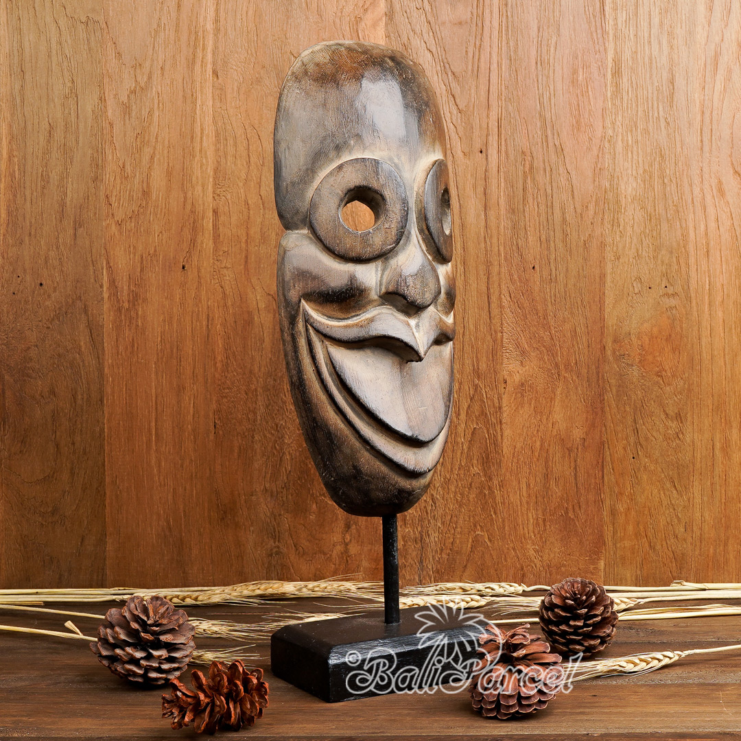 Wooden Mask, Hand Carved From Albesia Wood