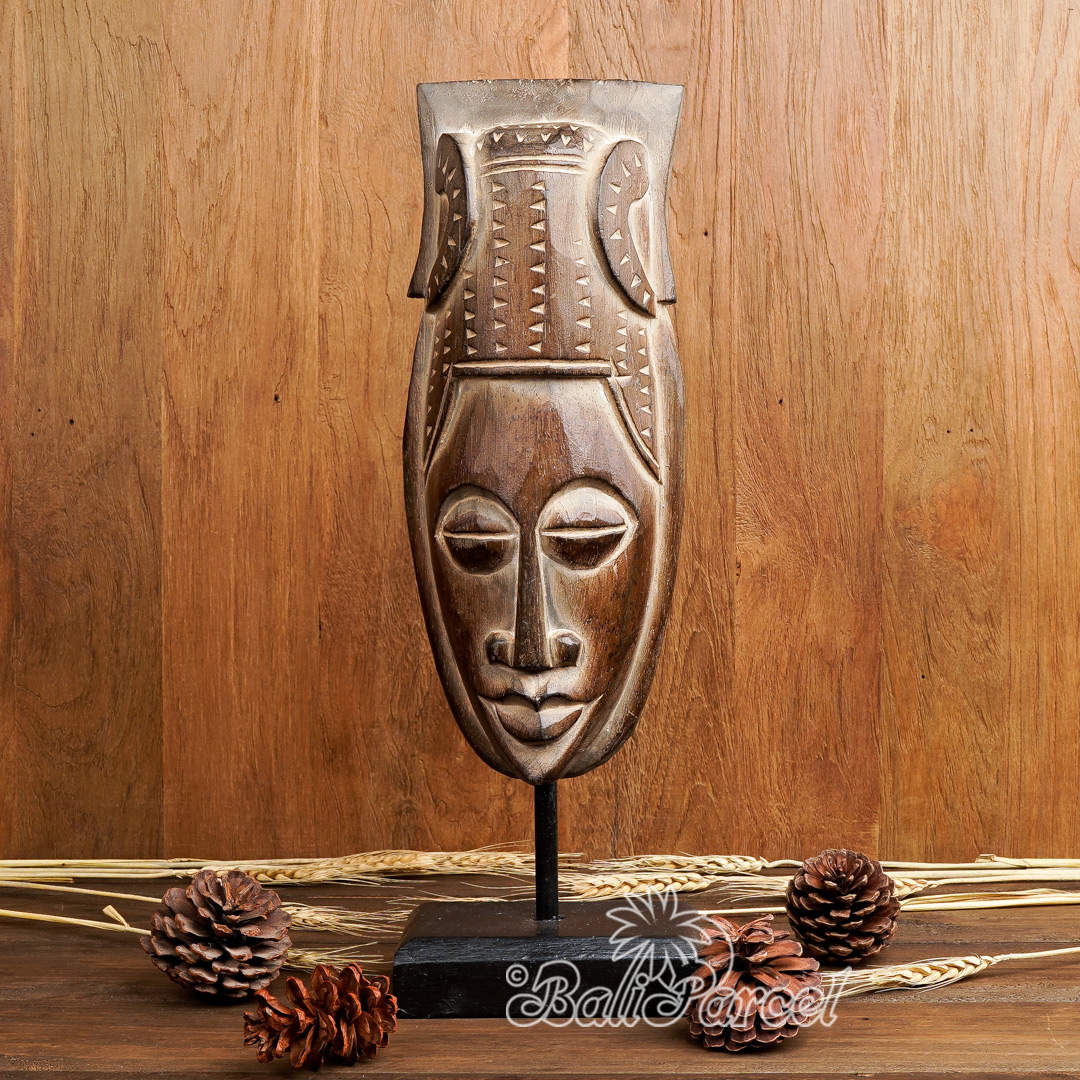 Wooden Mask, Hand Carved From Albesia Wood