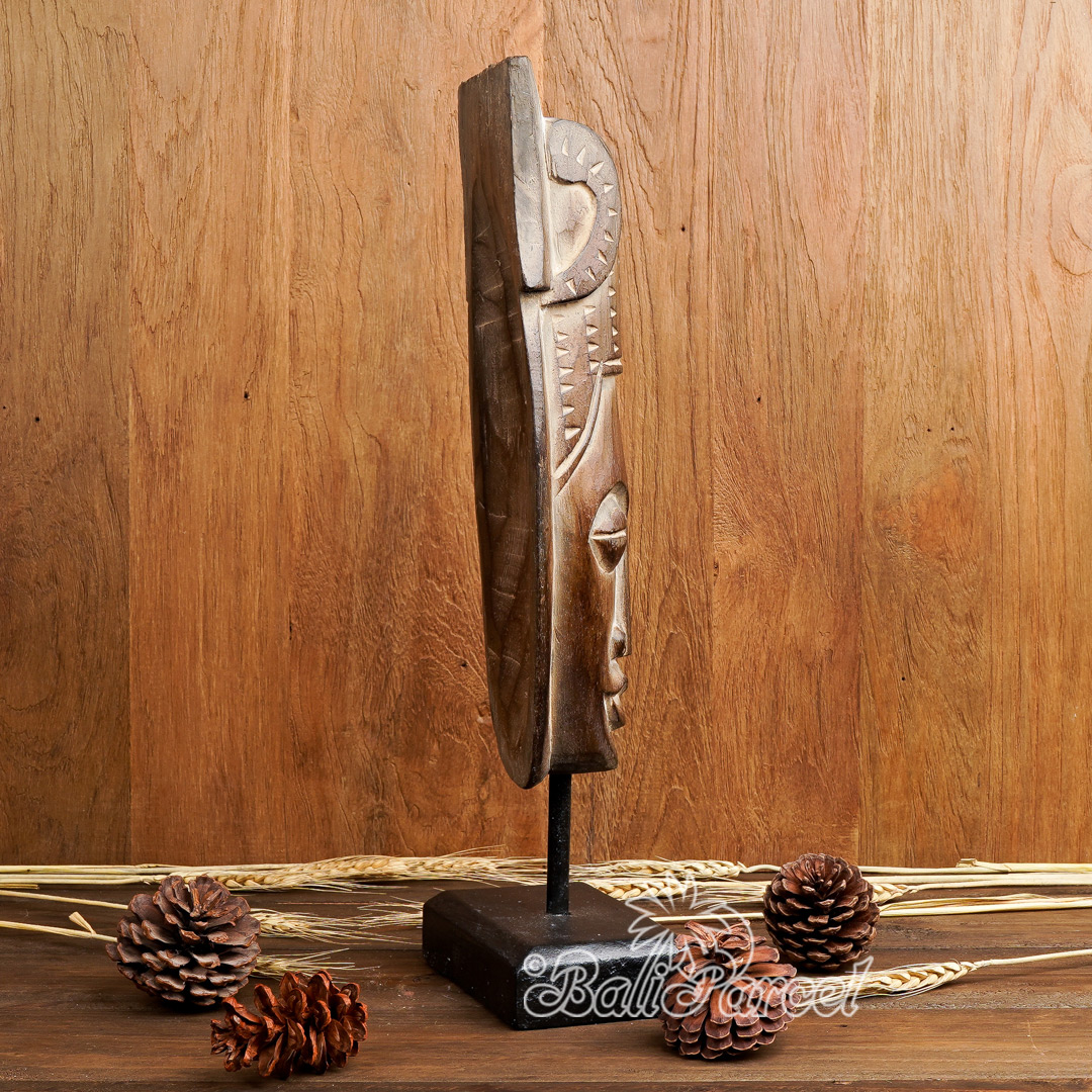 Wooden Mask, Hand Carved From Albesia Wood