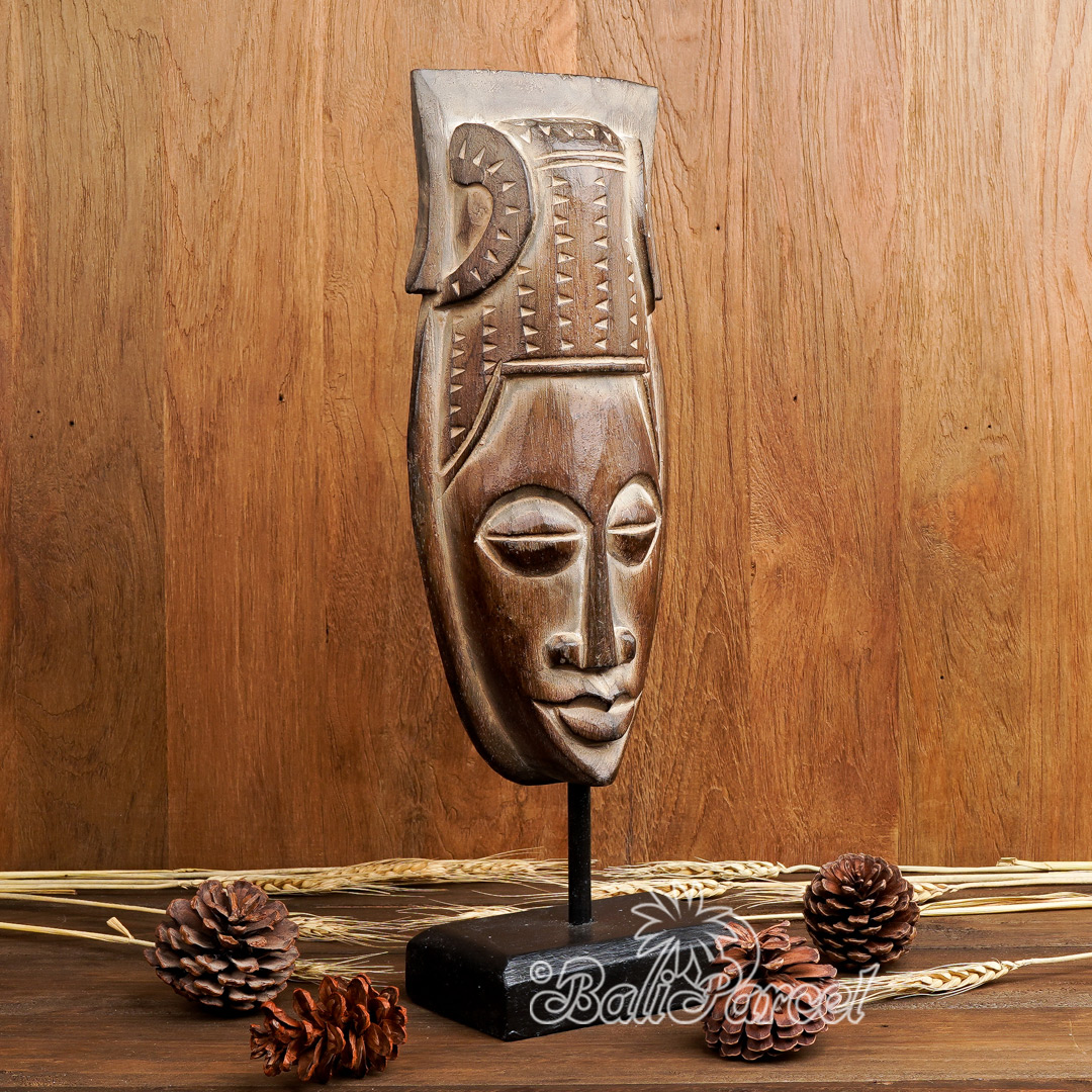 Wooden Mask, Hand Carved From Albesia Wood